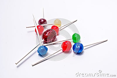 Lollipops Colorful Random white background Stock Photo