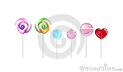 Lollipops, sugar candies realistic vector illustrations set Vector Illustration