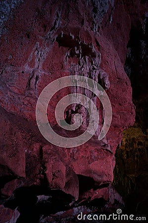 Lolthun cave, in Mayan language - a flower stone. One of the Mayan sacred caves, Mexico. Stock Photo