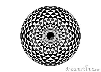 Torus Yantra, Hypnotic Eye sacred geometry basic element. Logo Circular mathematical ornament. A circular pattern from the crossed Vector Illustration