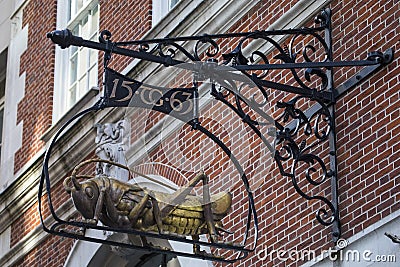 Lombard Street Grasshopper in London Editorial Stock Photo