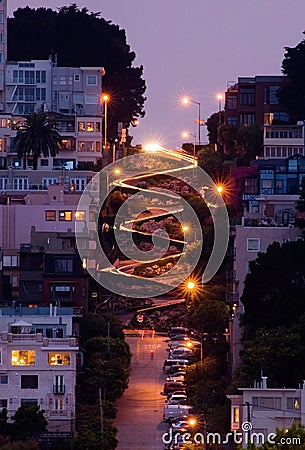 Lombard street at night Stock Photo