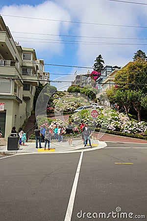 Lombard street in San Francisco is the most crooked street of world Editorial Stock Photo