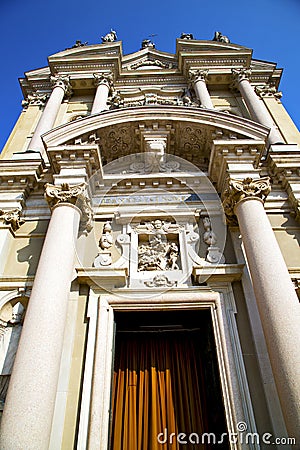 lombardy in arsizio old church closed brick tower sidewa Stock Photo