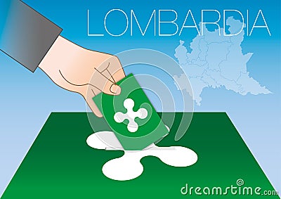 Lombardy ballot box with flag and map Vector Illustration