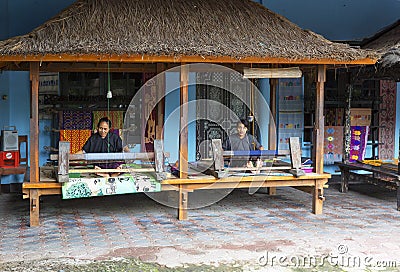 Lombok, Indonesia, hand weaving Center. Editorial Stock Photo