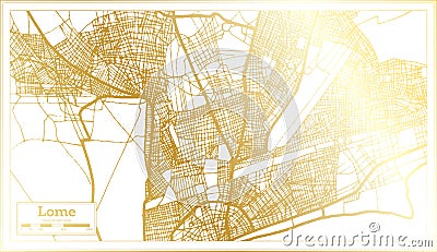 Lome Togo City Map in Retro Style in Golden Color. Outline Map Stock Photo