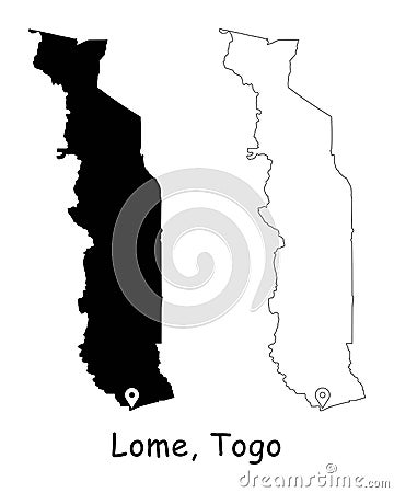 Lome, Togo. Detailed Country Map with Location Pin on Capital City. Vector Illustration