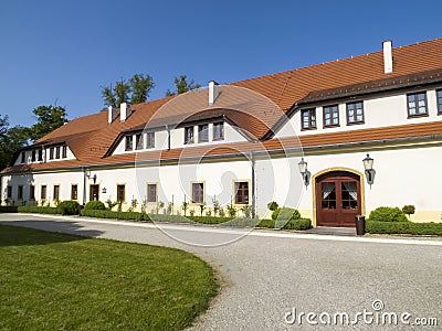 The Lomnica Palace manor buildings Stock Photo