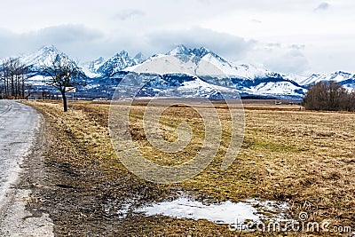 Lomnicky peak from Velka Lomnica, High Tatras, Slovakia Stock Photo