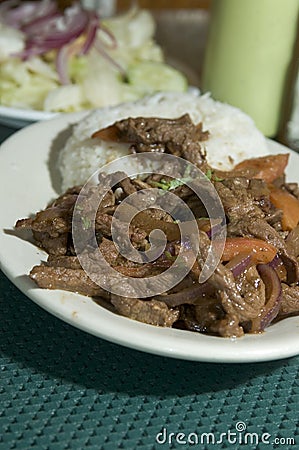 Lomo saltado peruvian steak Stock Photo