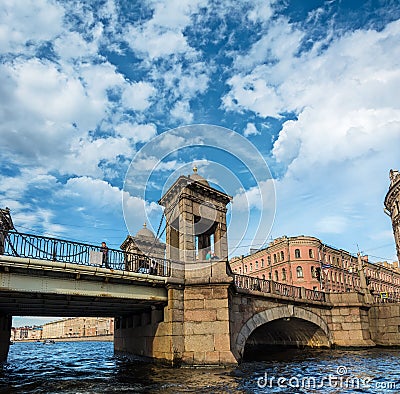 Lomonosov Bridge in St. Petersburg, Russia Editorial Stock Photo