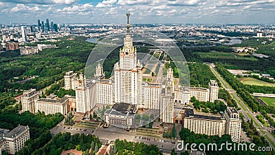 Lomonosov Moscow State University aerial view Stock Photo