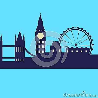 London Abstract Skyline City Skyscraper Silhouette Vector Illustration