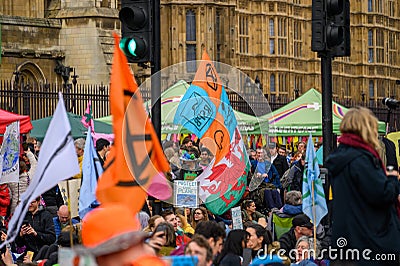 London Crowds: XR Protest for Climate Editorial Stock Photo