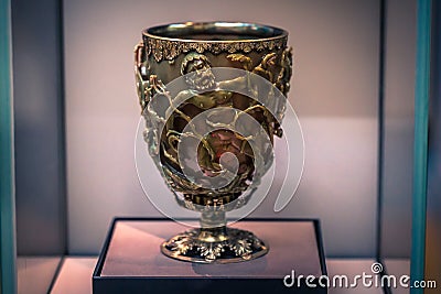 London - August 06, 2018: Ancient ivory cup in the Brtitish Museum in London, England Editorial Stock Photo