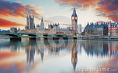 London - Big ben and houses of parliament, UK Stock Photo