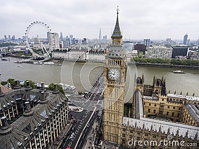 London the Big Ben Tower clock Skyline aerial 2 Stock Photo