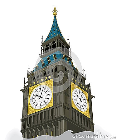 London Bigben tower sketch building design vector art Vector Illustration