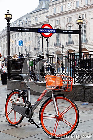 London - Bike sharing at Piccadilly Circus Editorial Stock Photo