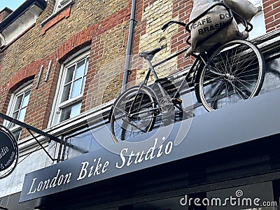 The London Bike Studio in Hackney London holds regular cycle events and operates a pop-up workshop Editorial Stock Photo