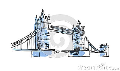 London Bridge hand drawn isolated icon Vector Illustration