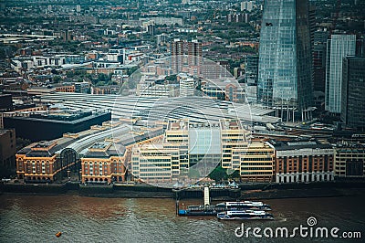 London Bridge Station over the Shard Tower Editorial Stock Photo