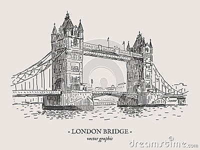 London bridge vector vintage illustration Vector Illustration