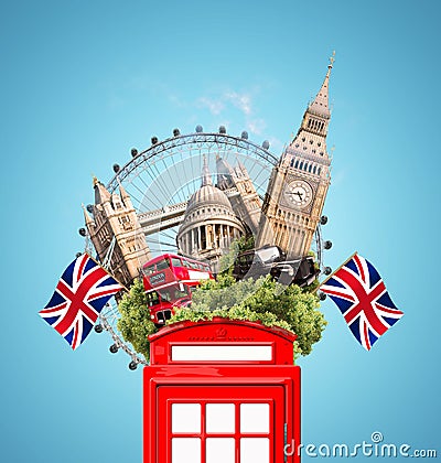 London, Britain, tourist collage Stock Photo