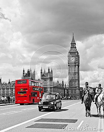 London bus and cab Editorial Stock Photo