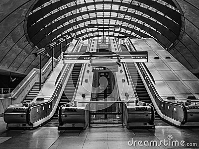 London - Canary Wharf Underground Exit Editorial Stock Photo