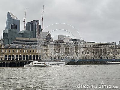 London city architecture seen from a cruising boat on Thames river in 2023 Editorial Stock Photo