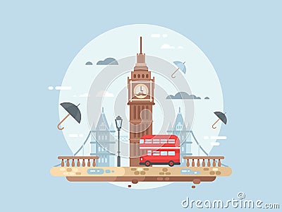 London city flat Vector Illustration