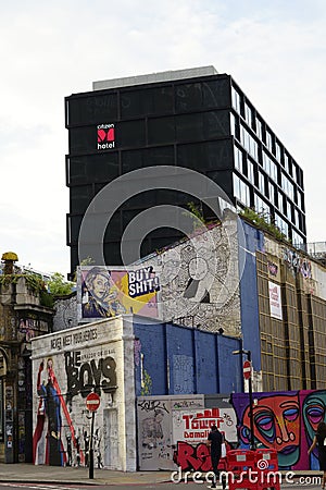 London city modern buildings and graffiti Editorial Stock Photo