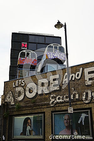 London city modern buildings and graffiti Editorial Stock Photo