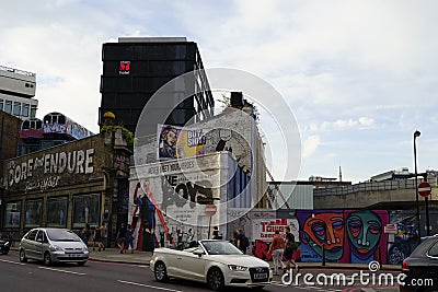 London city modern buildings and graffiti Editorial Stock Photo