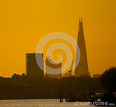 London City panorama at evening skyscraper shard Editorial Stock Photo