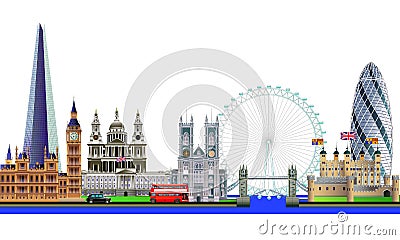 London city skyline abstract vector color illustration. Isolated Vector Illustration