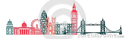 London city skyline color silhouette background. Vector illustration Vector Illustration