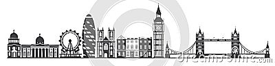 London city skyline gray silhouette background Vector Illustration