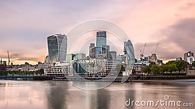 London City Skyline and River Thames in the Morning, London, Uni Stock Photo