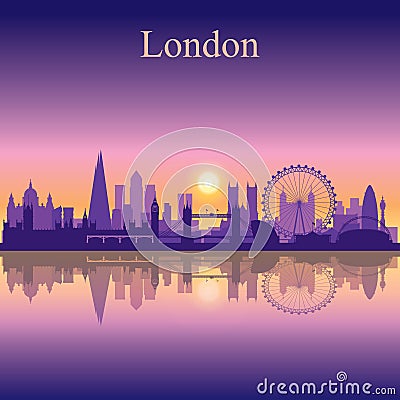 London city skyline silhouette background Vector Illustration
