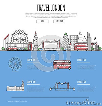 London city travel vacation guide Vector Illustration