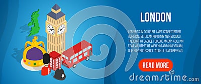 London concept banner, isometric style Vector Illustration