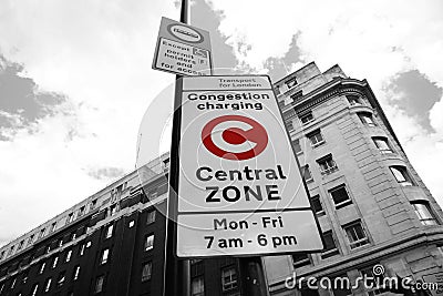 London congestion charge zone sign Stock Photo