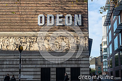 Outside view of Odeon, British chain of cinemas, Showtimes at ODEON Covent Garden Editorial Stock Photo