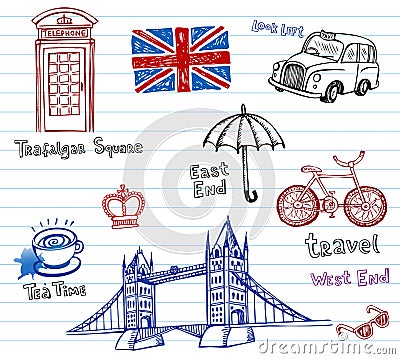 London Doodles Vector Illustration