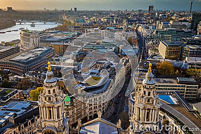 London, England - Aerial skyline view of London taken from top of St.Paul`s Cathedral Stock Photo