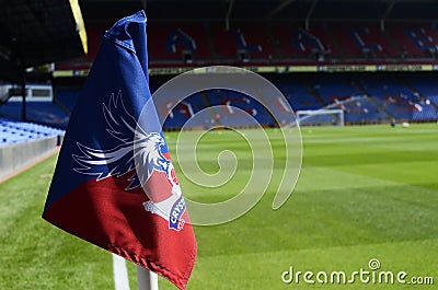 Corner flag with Crystal Palace Crest Editorial Stock Photo