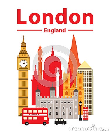 London England Cartoon Illustration